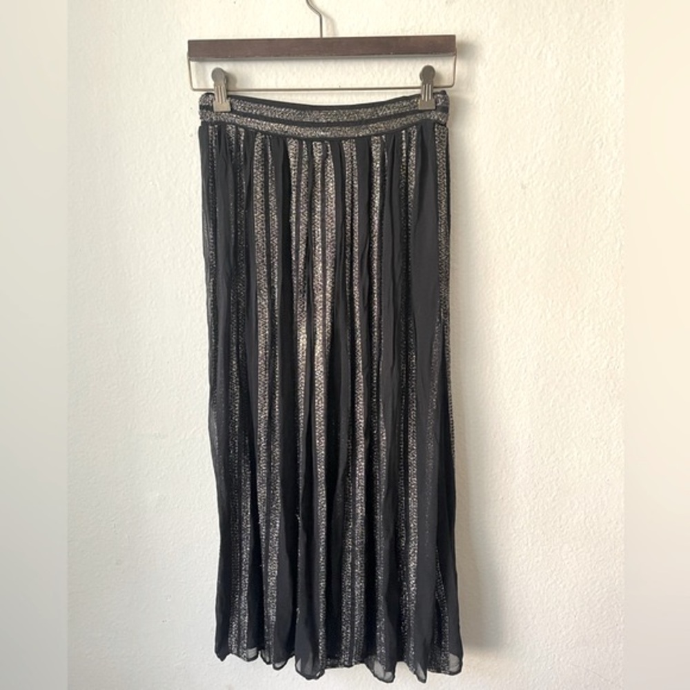 FREE PEOPLE “Carmen Lurex” Metallic Stripe Set in “Black/Gold” Print - Picture 9 of 15